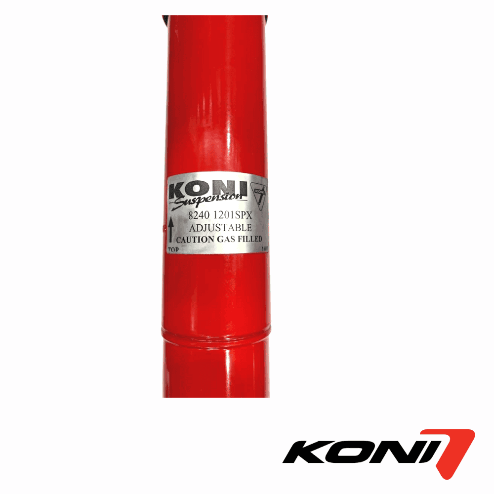 Fire extinguisher with KONI label for safety and emergency use.