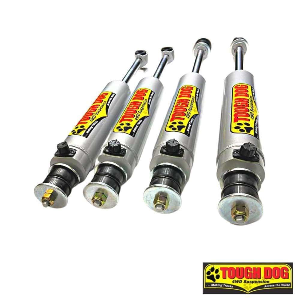 Heavy-duty shock absorbers for off-road vehicles and trucks.