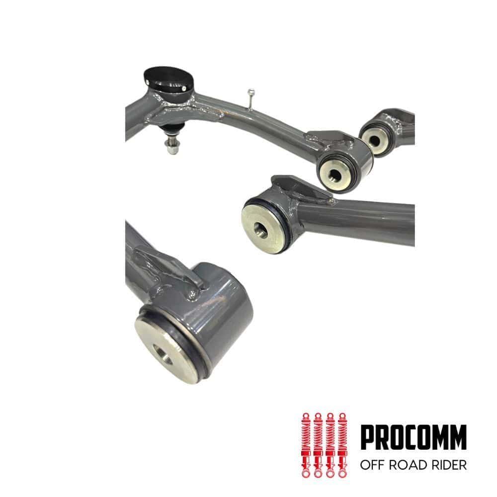 Heavy-duty automotive suspension control arms for off-road vehicles.