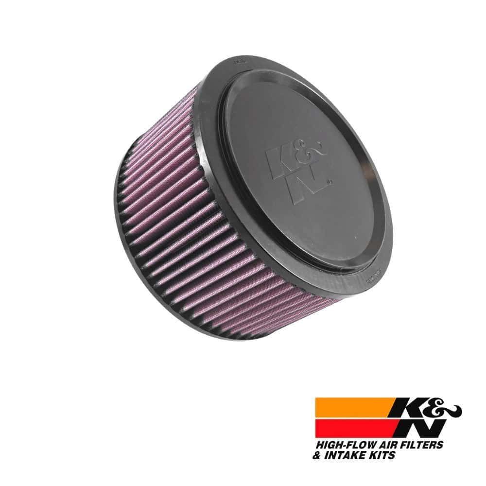High-flow air filter for automotive engines, compatible with K&N intake kits. Durable and efficient.