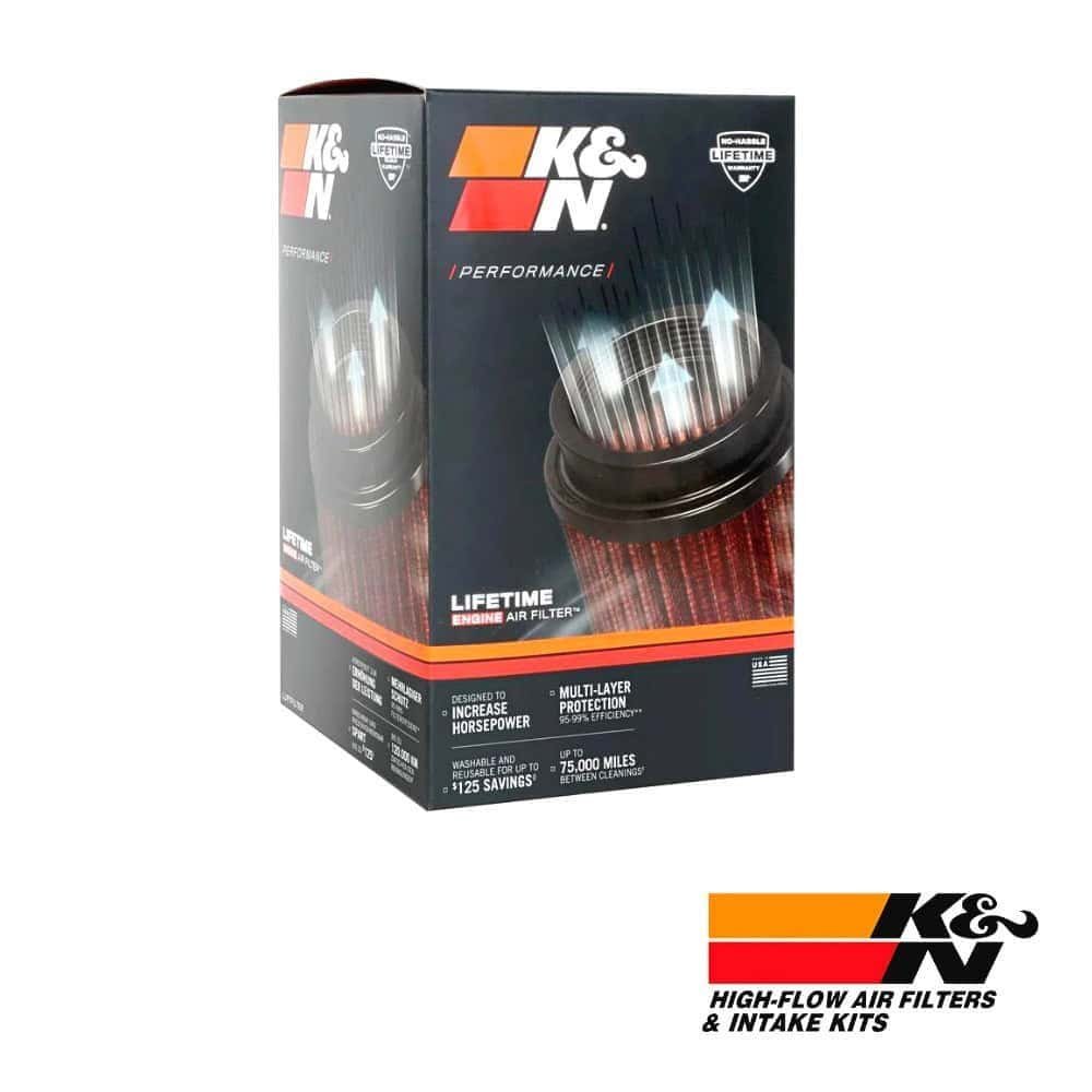 K&N high-flow air filter box for vehicle performance and engine protection.