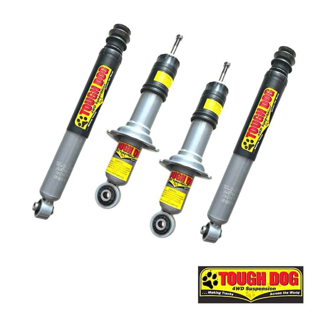 Heavy-duty Tough Dog 4WD suspension shocks for off-road vehicles, durable and high-performance.
