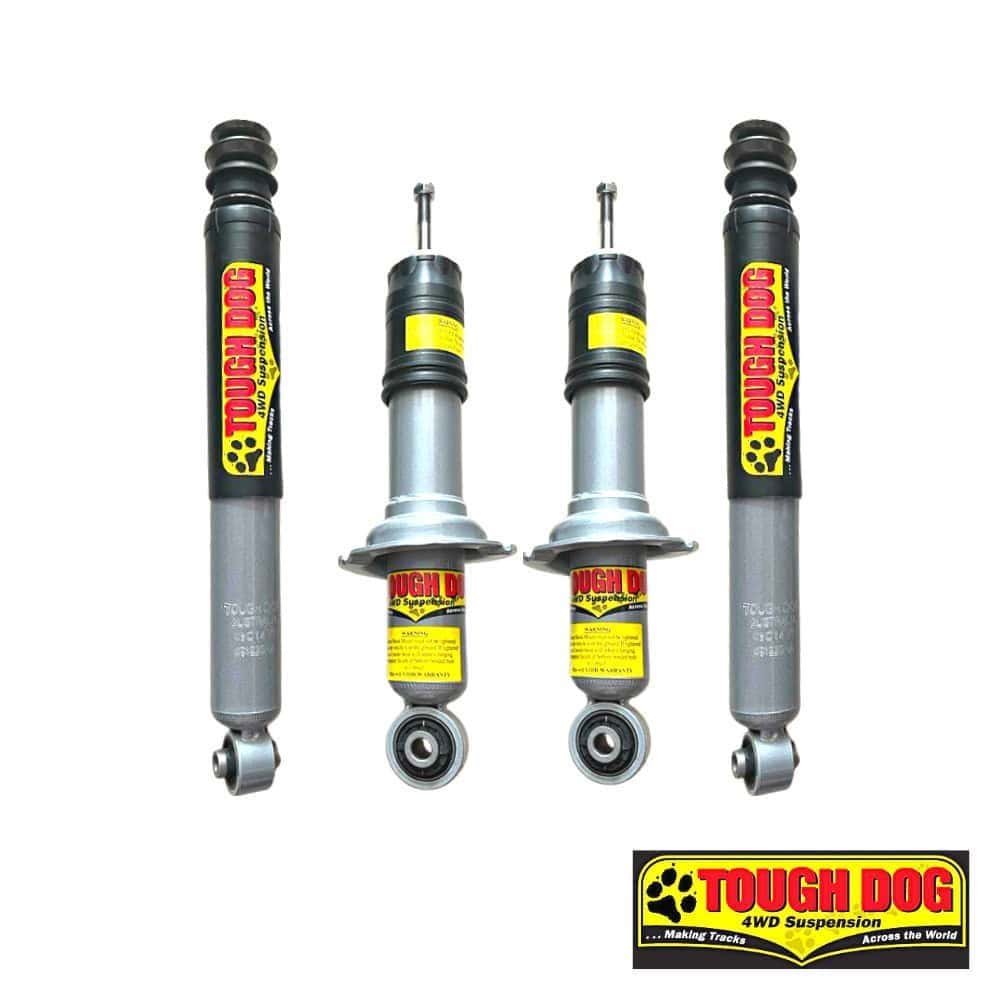 Heavy-duty 4WD shock absorbers for off-road vehicles by Tough Dog, designed for durability and super.