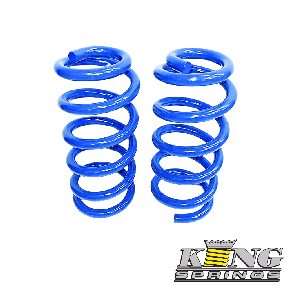 Blue coil springs for automotive suspension, high-quality shock absorber components.