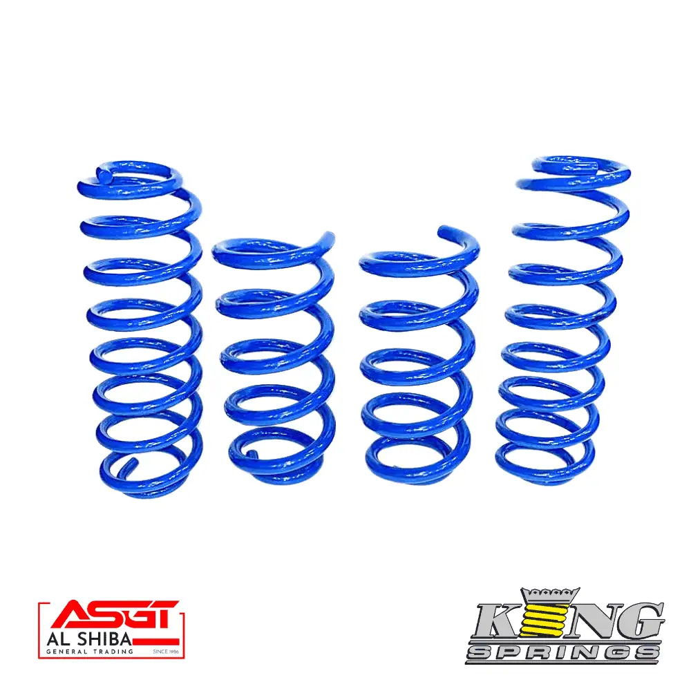 High-quality blue coil springs for automotive suspension from Al Shiba General Trading.