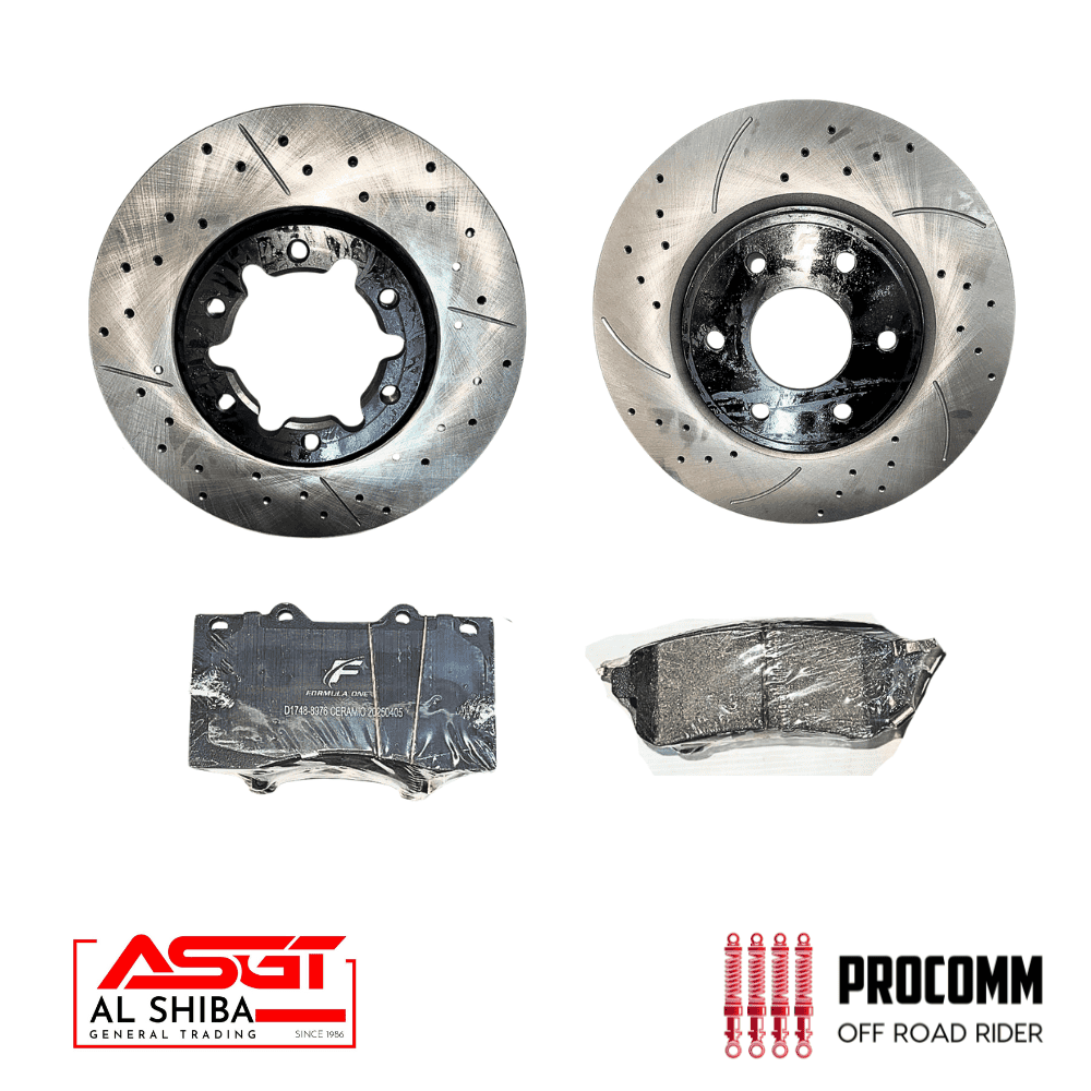 Brake disc and brake pad set for automotive use, high-quality and durable.