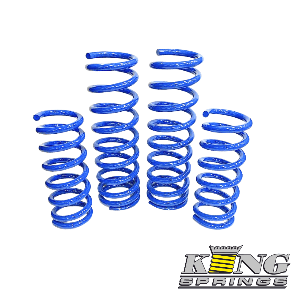 Blue coil springs for automotive suspension, high-quality shock absorber components.