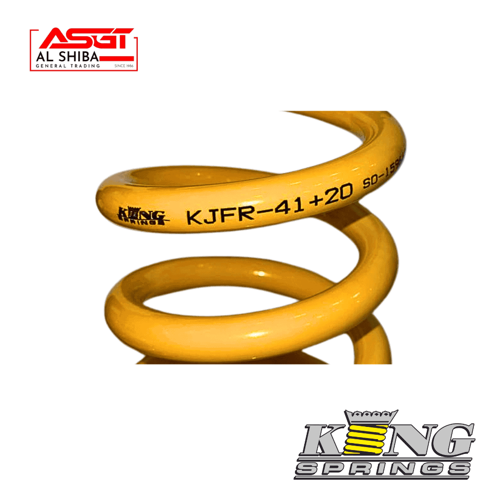 Heavy-duty yellow coil spring for industrial machinery and construction use.