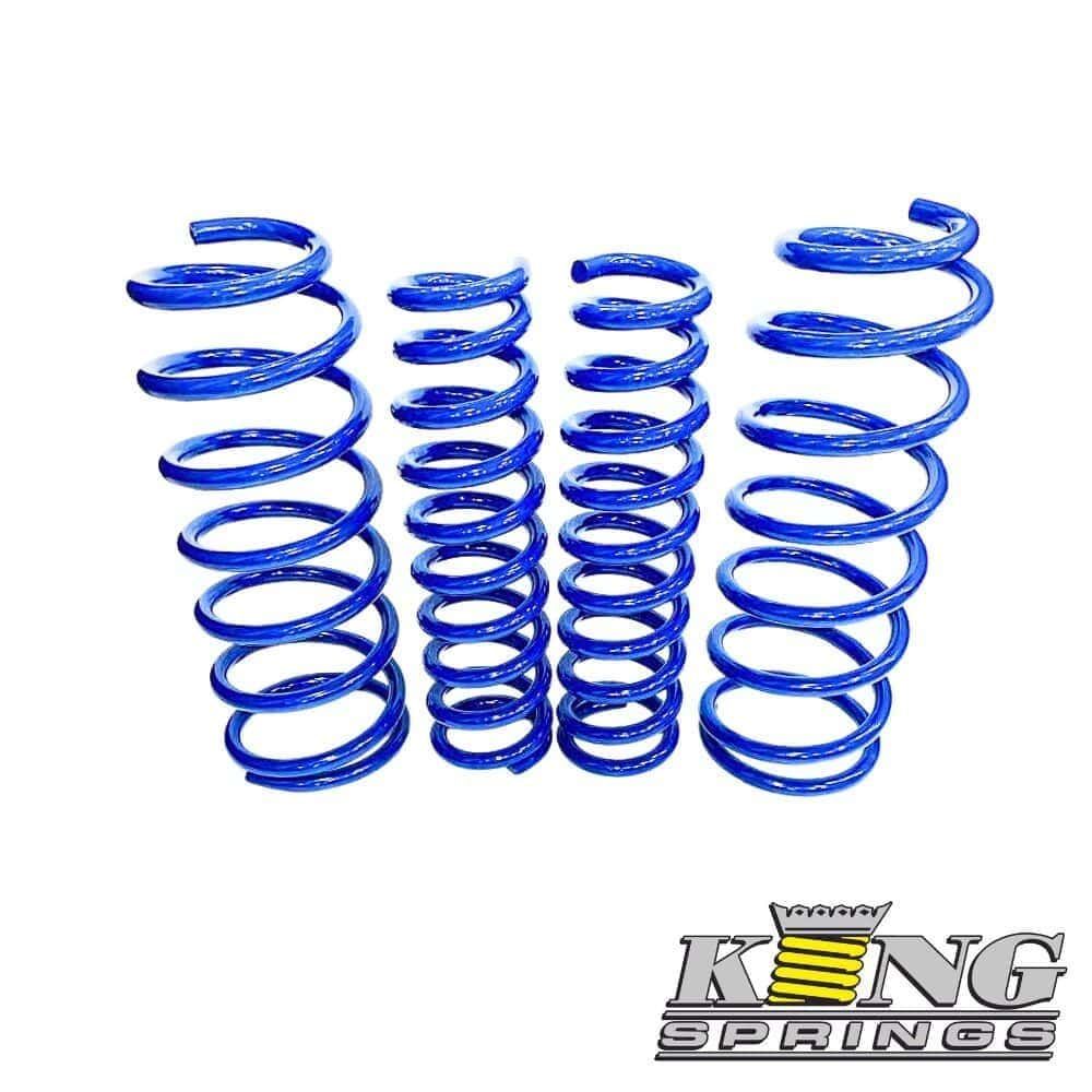 Blue metal coil springs for industrial use, set of four.