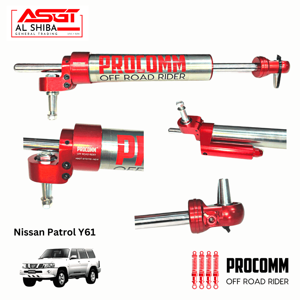Procomm Nissan Patrol Y61 off-road riding shock absorbers and suspension parts.