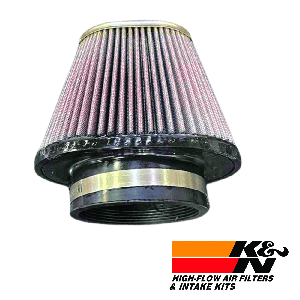 Air filter for high-flow air filters and intake kits, used in automotive applications.