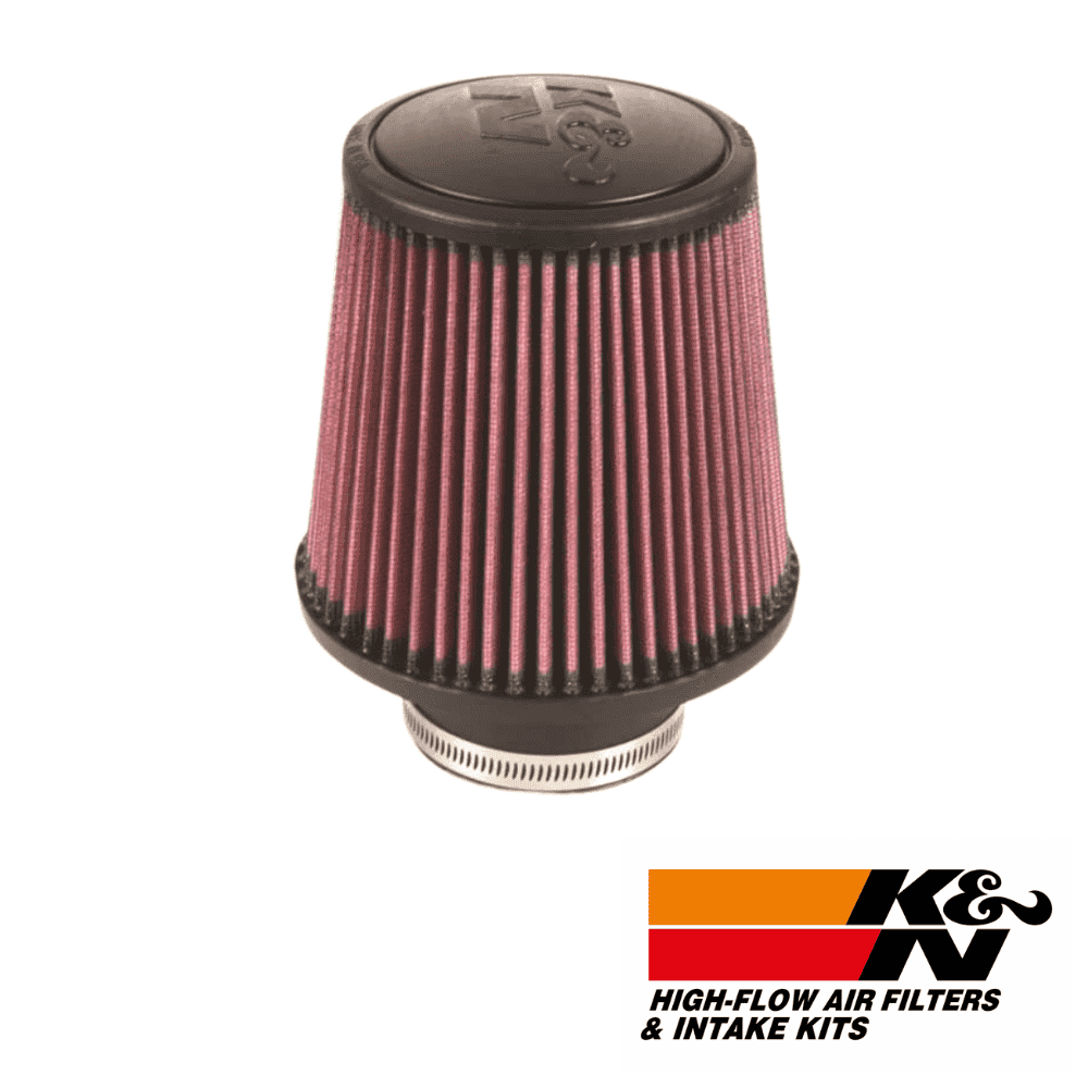 High-flow air filter for automotive engines, compatible with K&N intake kits. Durable, high-performa.