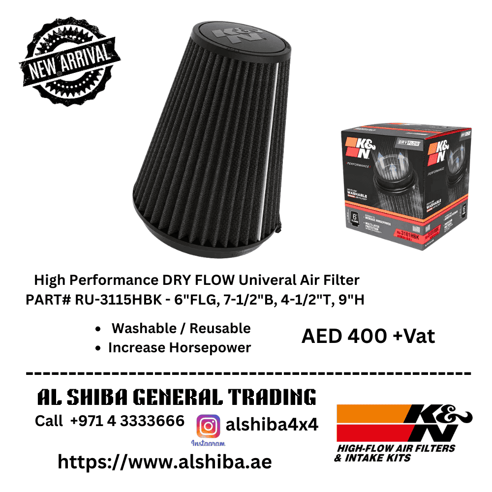 High Performance DRY FLOW Universal Air Filter for Vehicles.