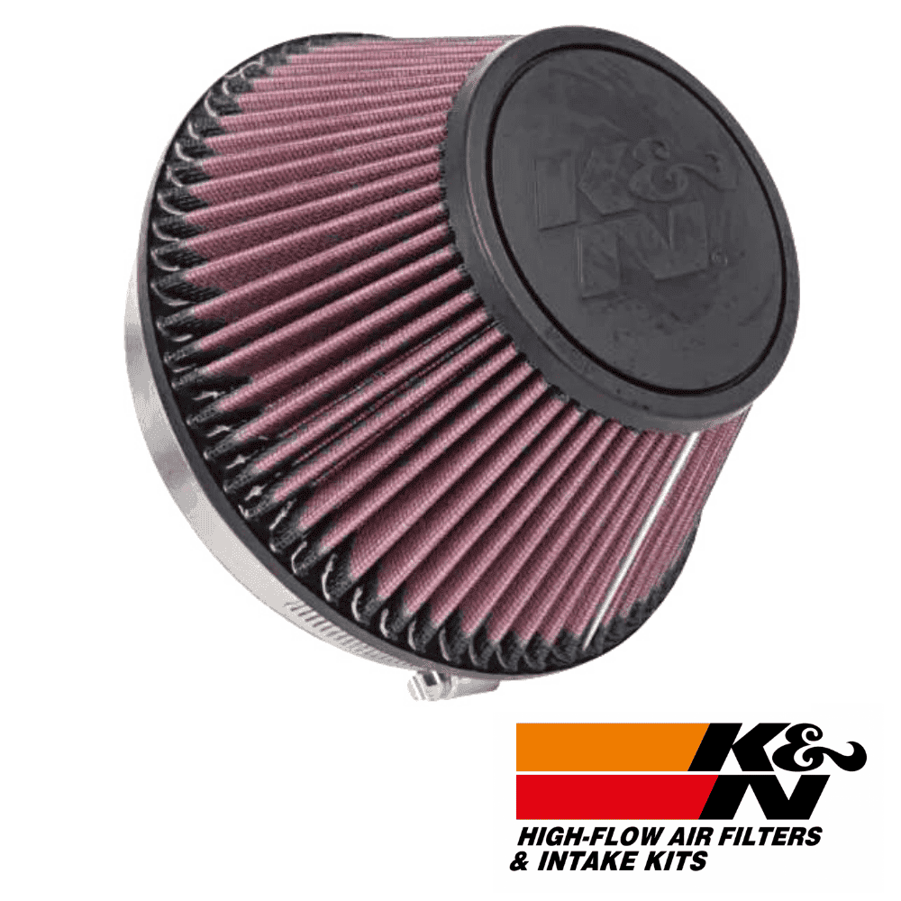 High-flow K&N air filter for vehicle engine performance and filtration.