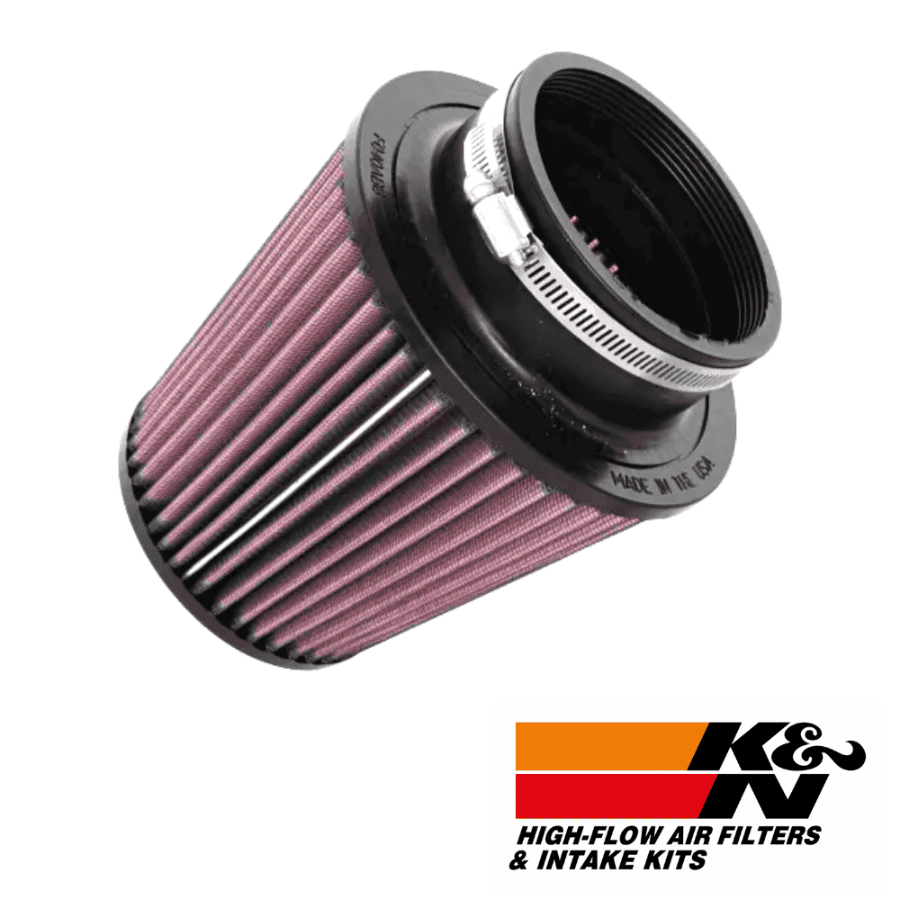 High-flow air filter for vehicle engine performance and filtration.
