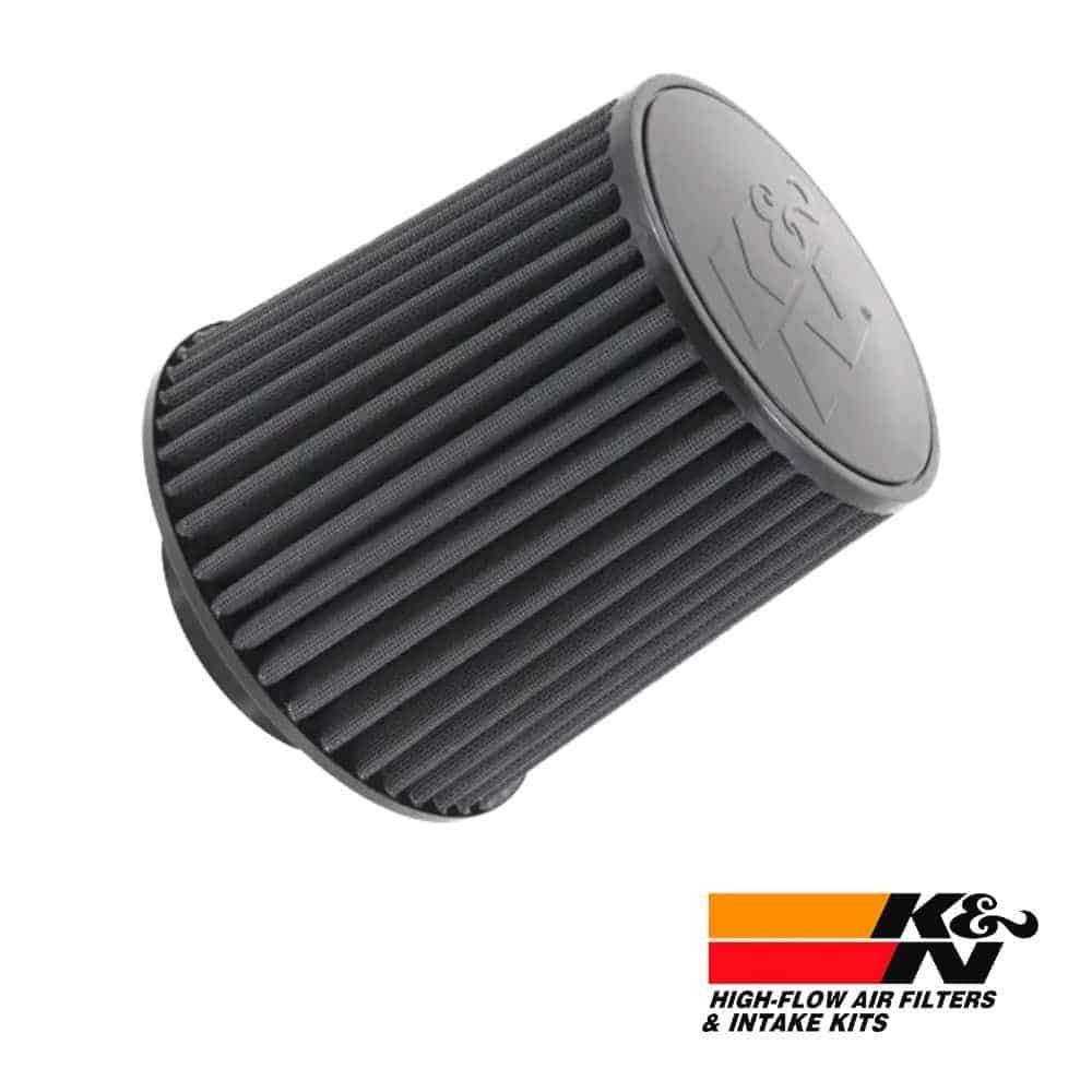 High-flow air filter for automotive engines, compatible with K&N filters and intake kits. Durable, h.