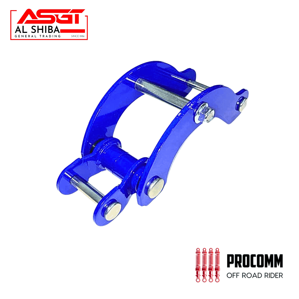 Off-road rider component by Procomm, durable blue metal construction for rugged terrain.