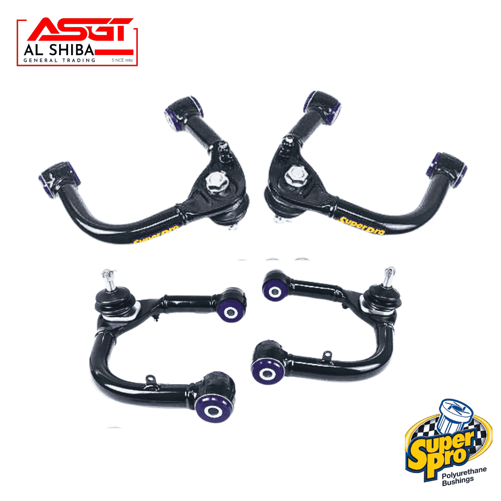 AL Shiba General Trading automotive suspension parts, black control arms and stabilizer links.