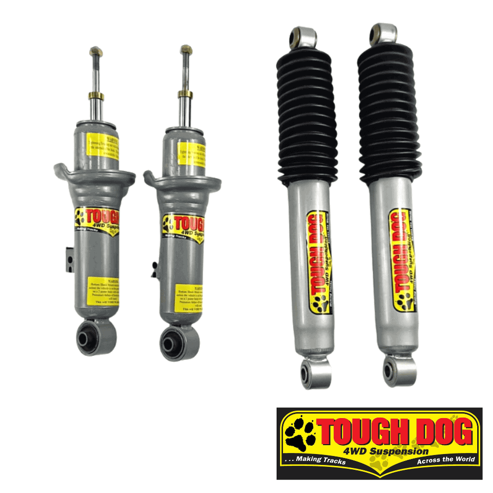 Shock absorber pair for 4WD vehicles from Tough Dog, durable suspension components.