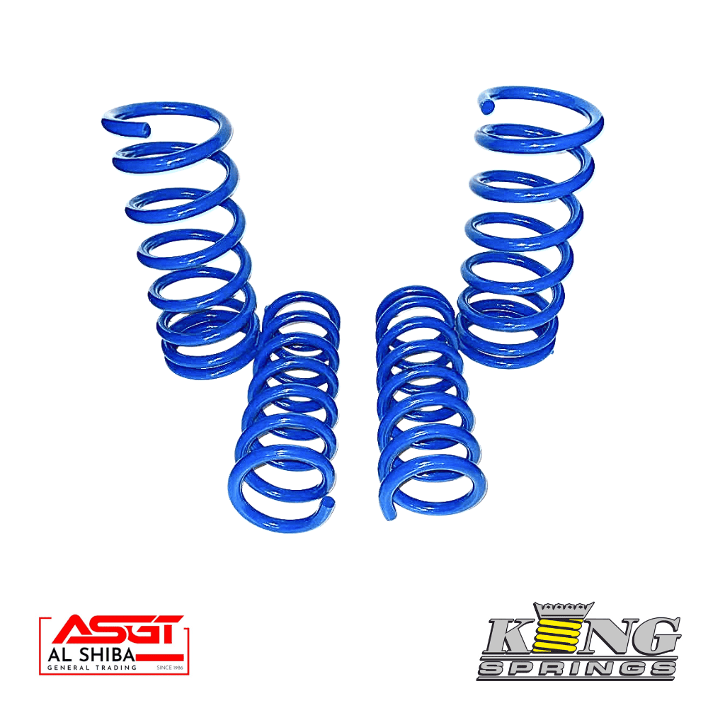 Blue coil springs for automotive suspension and industrial use.