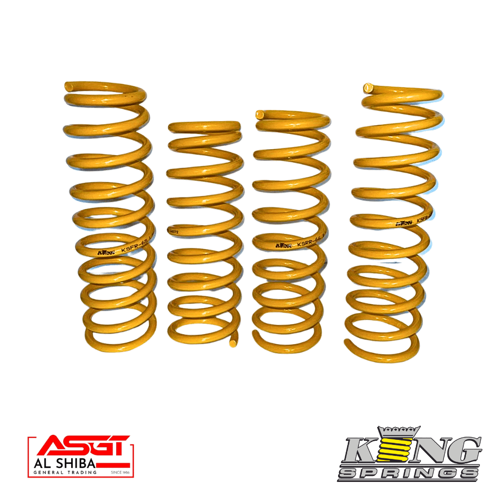 Yellow coil springs for automotive suspension from Al Shiba General Trading.