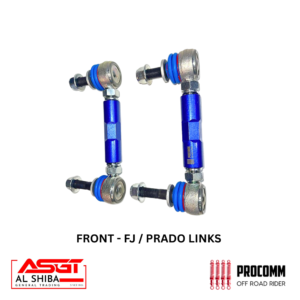 Pair of blue adjustable front suspension links with rod-end joints (FJ/Prado links)