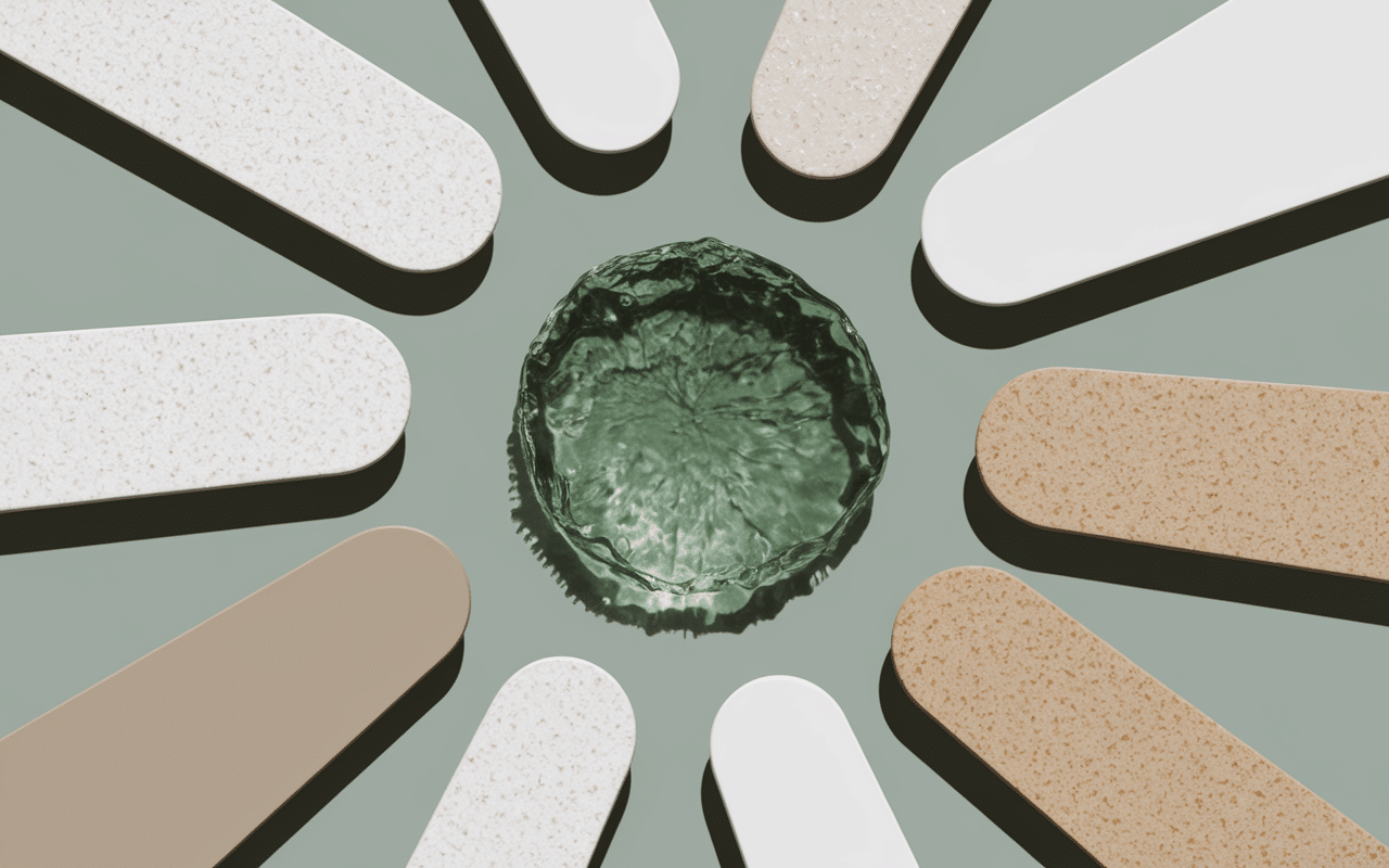 Couleurs neutres et vert d'eau apaisant et doux