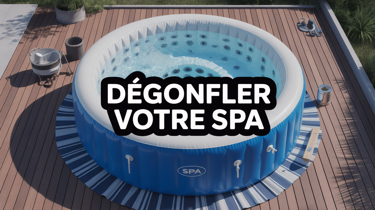 Spa Intex partiellement dégonflé sur terrasse bois