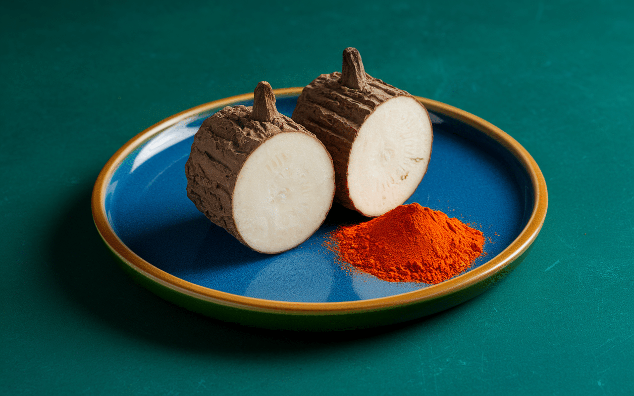 légume racine jicama coupé avec piment et citron
