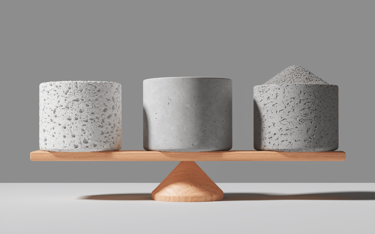 Échantillons béton densités variées