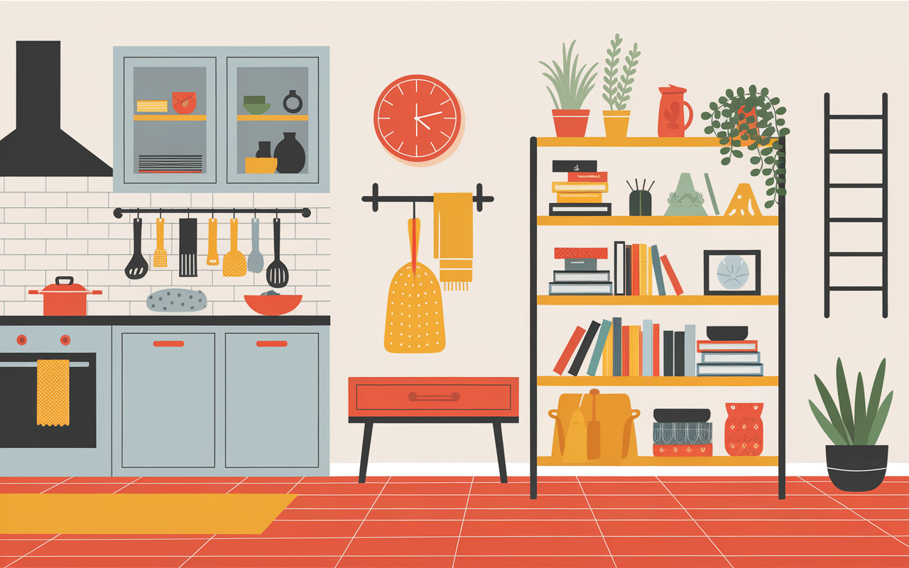 Intérieur chaleureux avec objets quotidiens en E