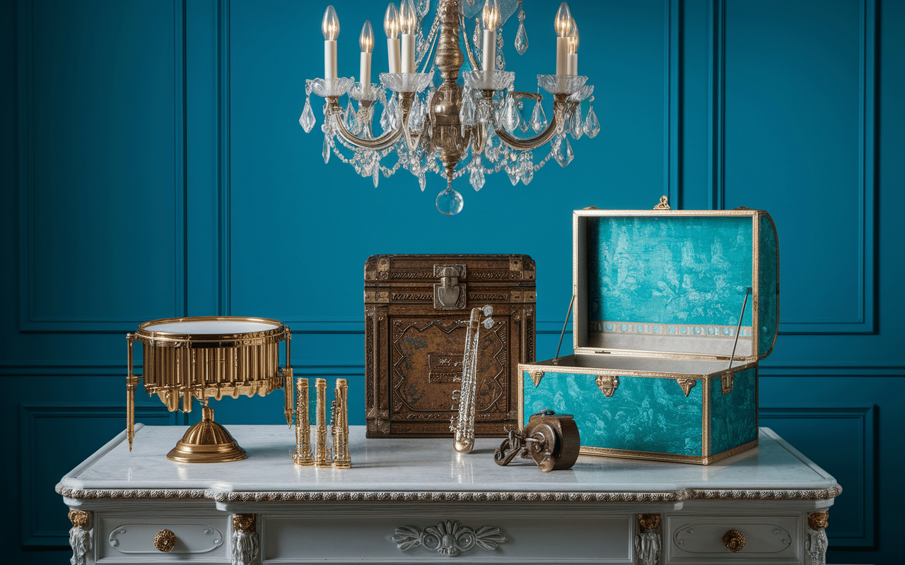 Objets rares et artistiques en C : chevalet, clarinette, chandelier