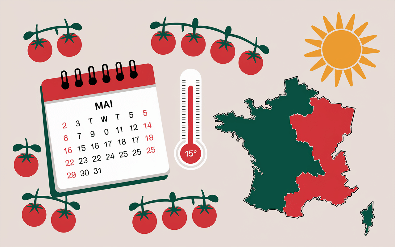 calendrier mai juin plants tomates thermometre carte france