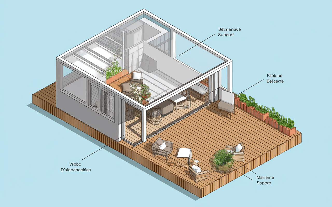 Coupes des couches de la toiture terrasse