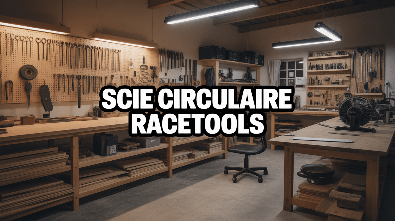 scie circulaire racetools atelier avec copeaux bois