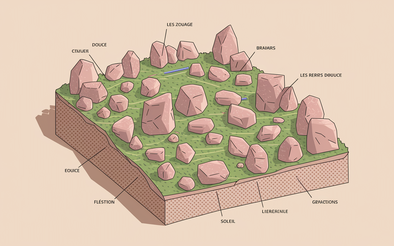 Plan de rocaille en pierre avec disposition et drainage