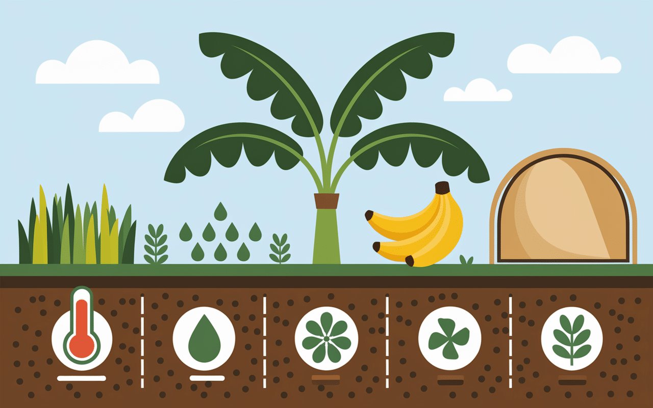 Infographie conditions optimales durée de vie d'un bananier