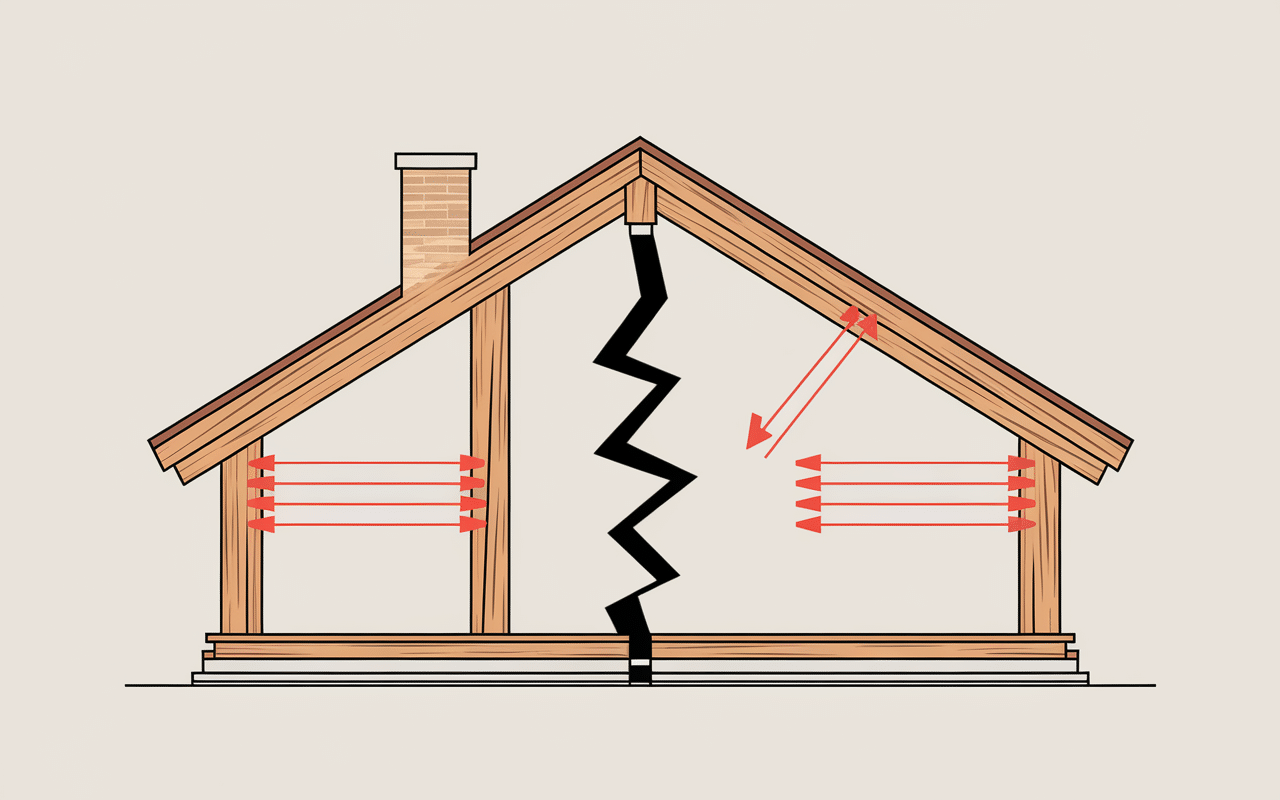 Schéma structure poutre fissurée danger maison