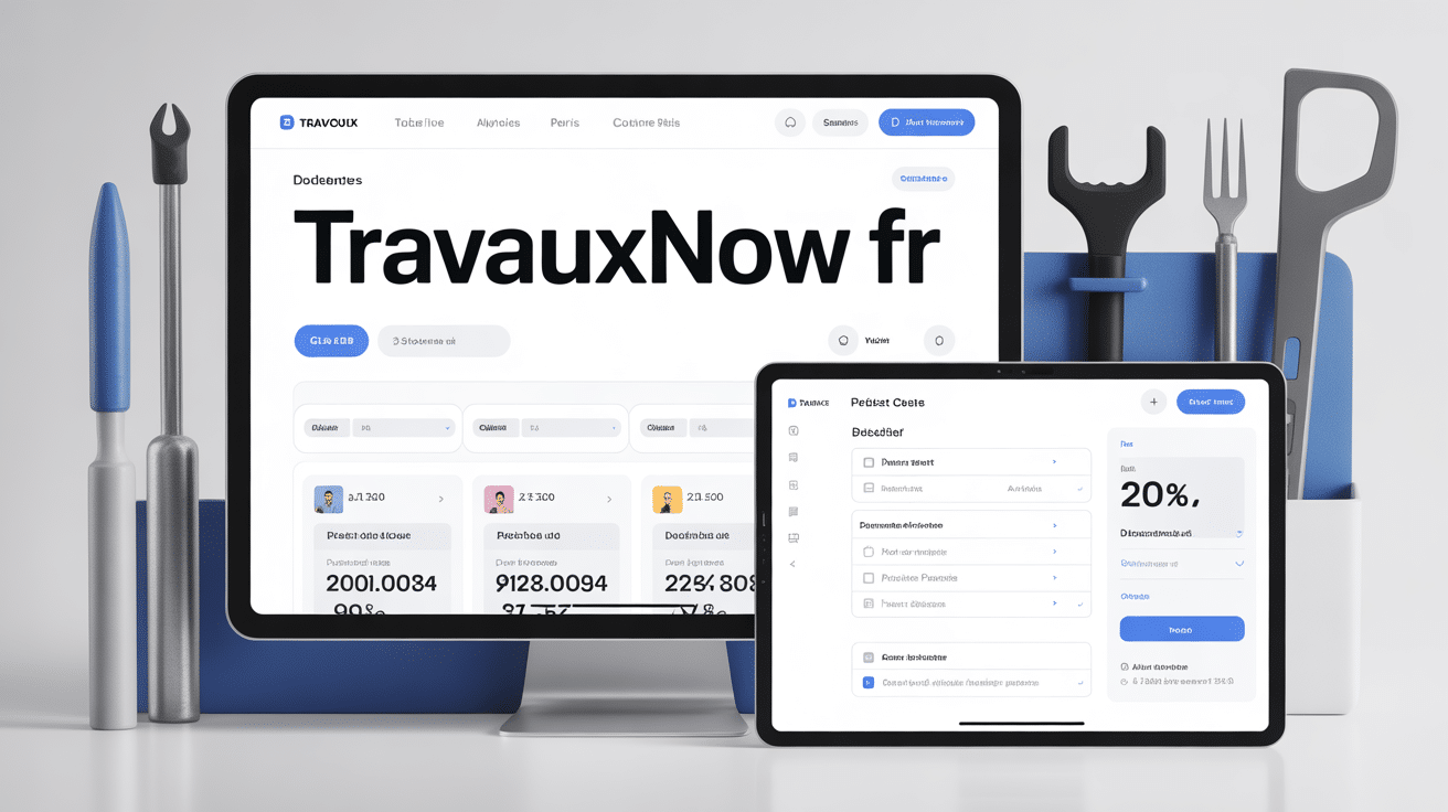 interface travauxnow fr sur ordinateur et tablette