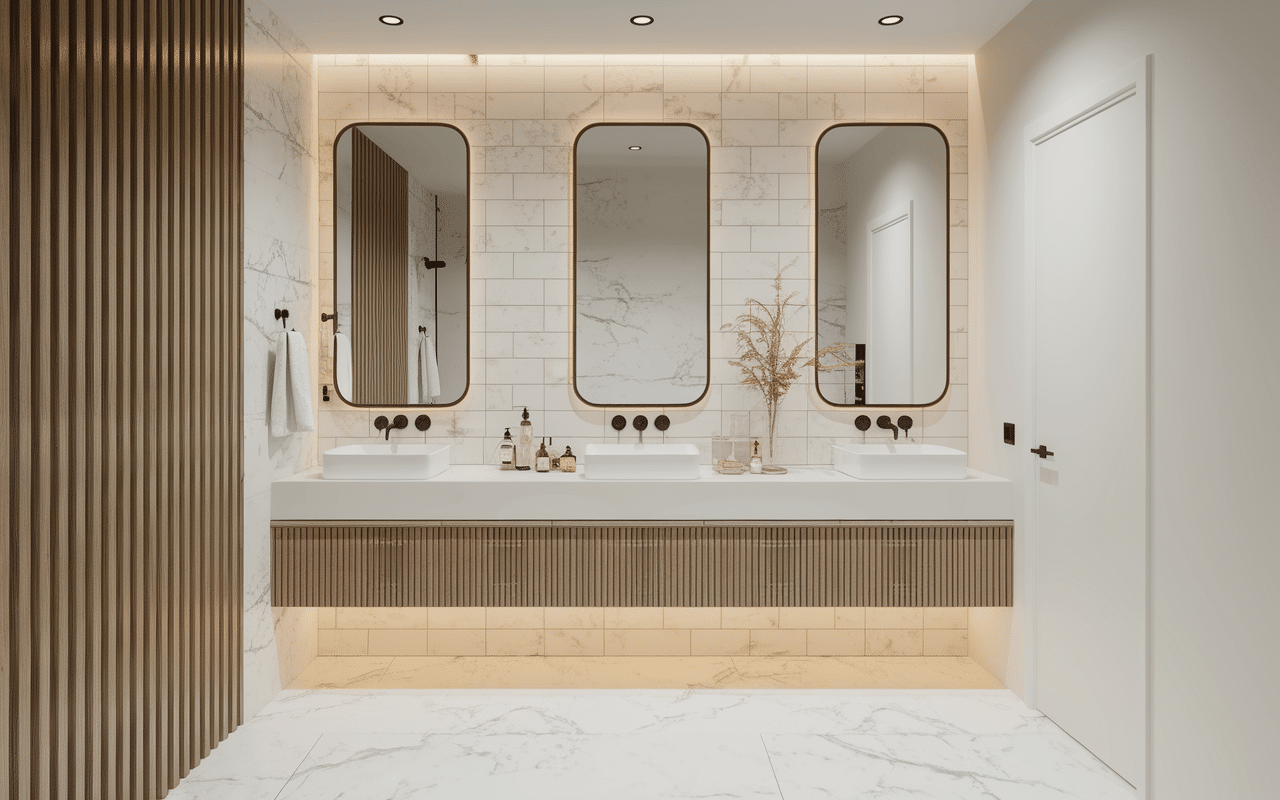 Finitions haut de gamme o design marbre bois robinetterie métal doré