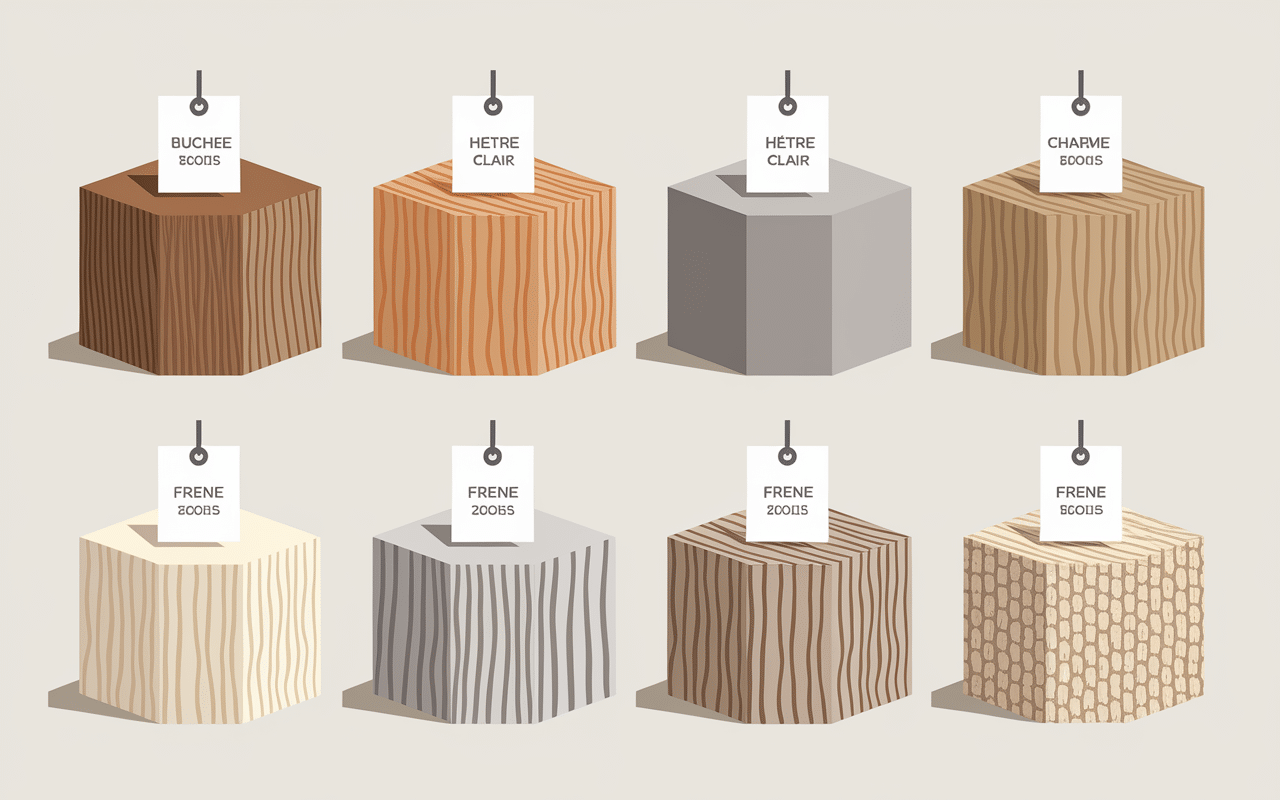 Comparatif prix du stère de bois en 50 cm par essences chêne hêtre charme pin