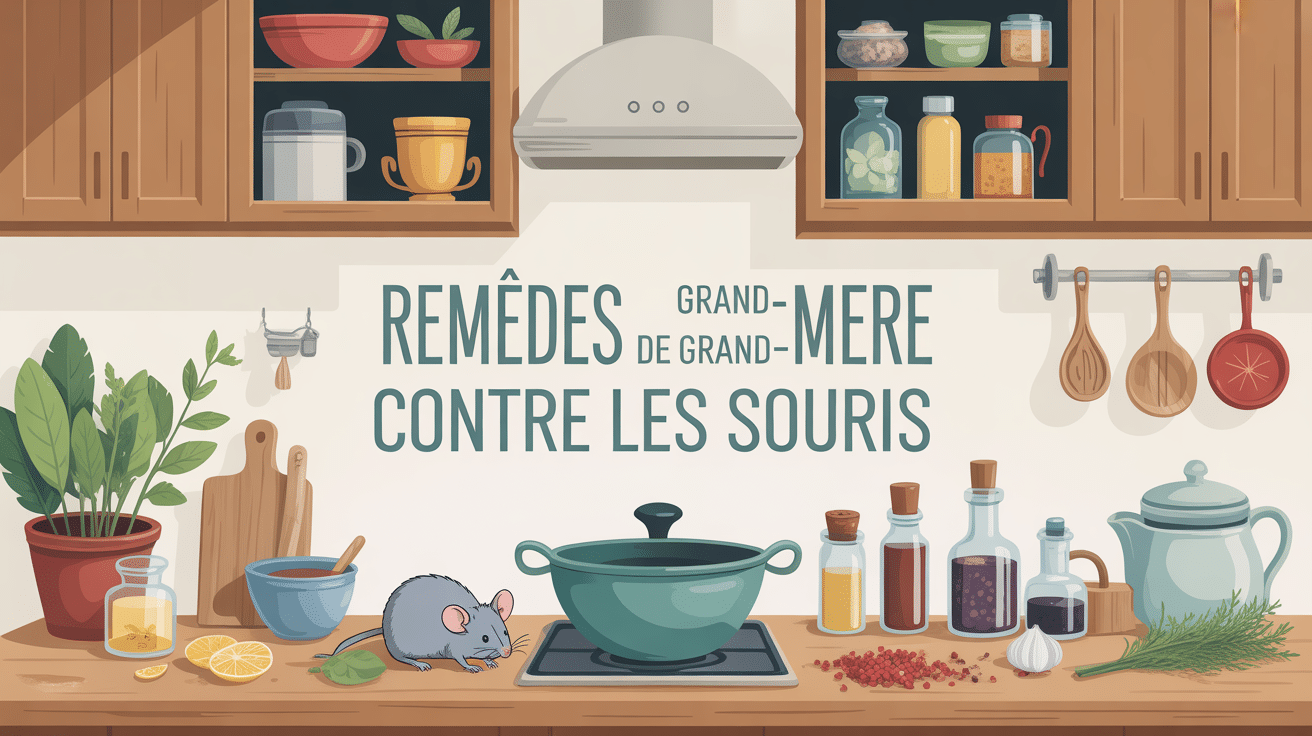 Illustration maison avec souris remède de grand mère