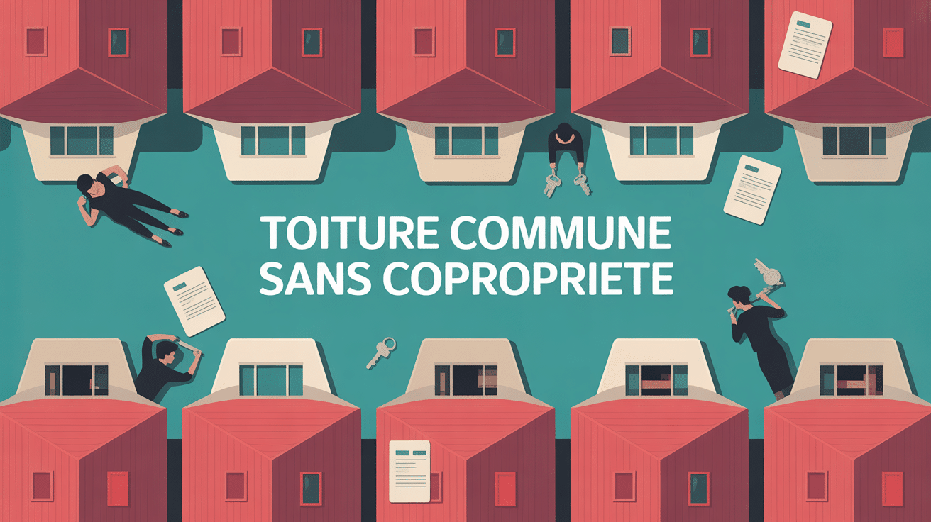 Maisons mitoyennes avec toiture commune sans copropriété