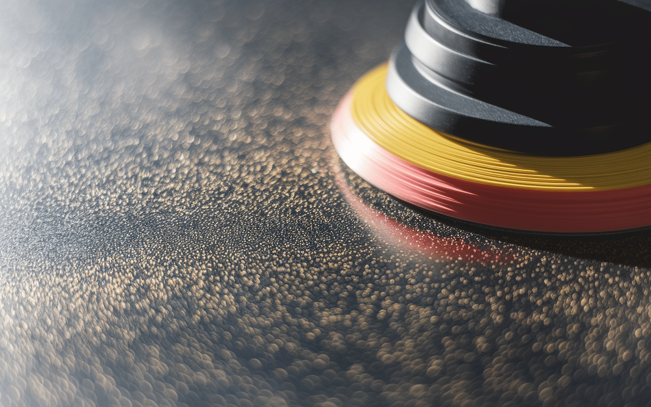 Pâte à polir en action sur métal