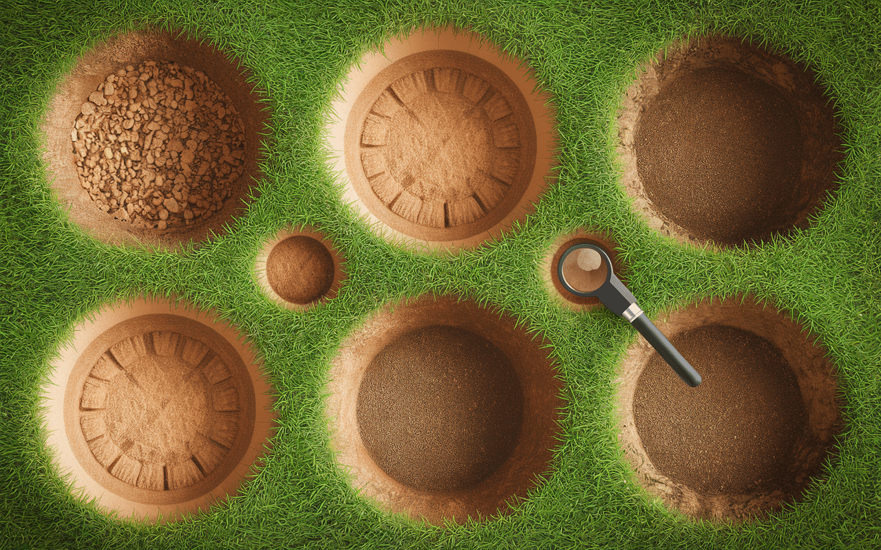 Différents types de trous dans jardin