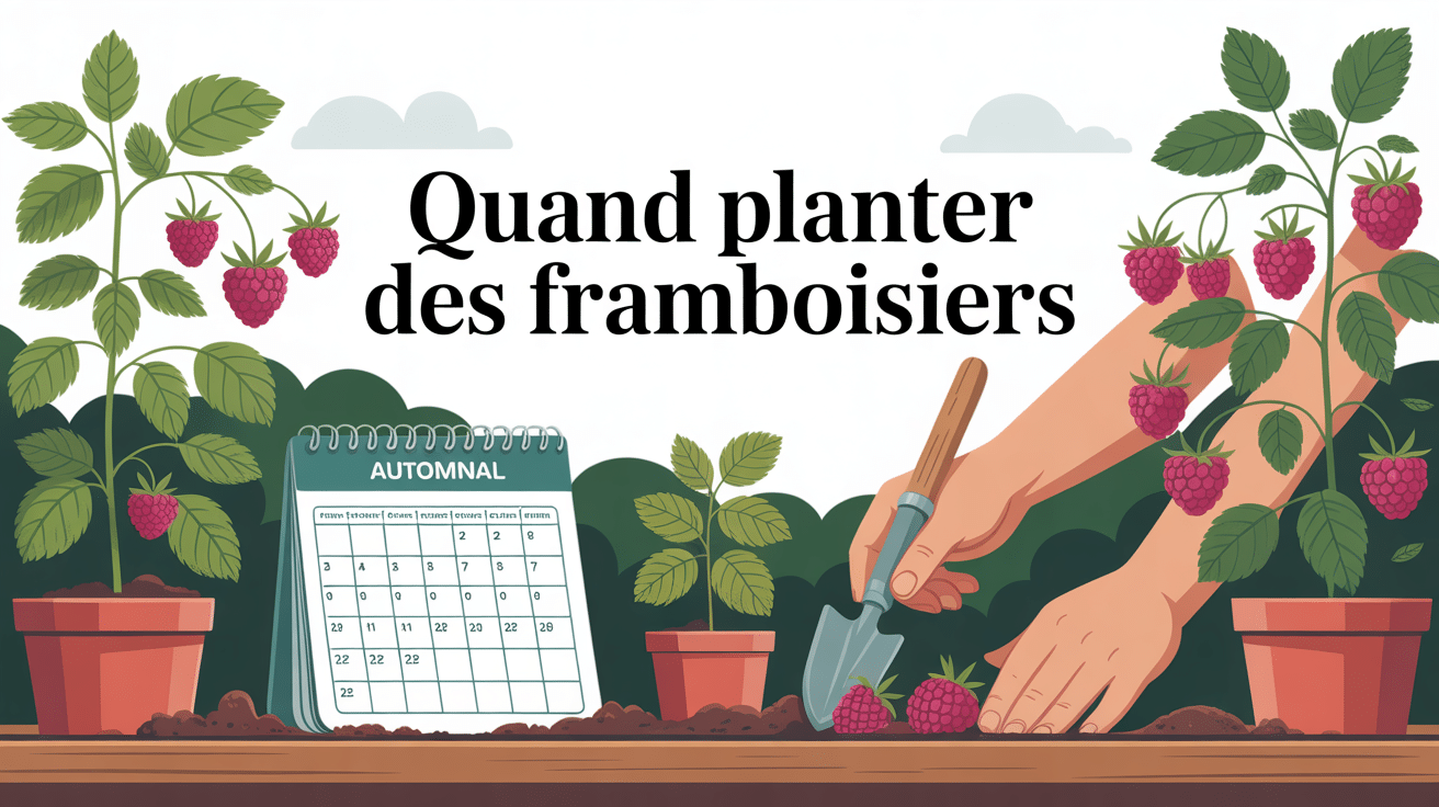 Illustration jardin de framboisiers en automne
