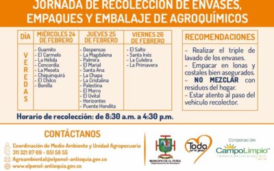 El Peñol realizará la jornada de recolección de agroquímicos