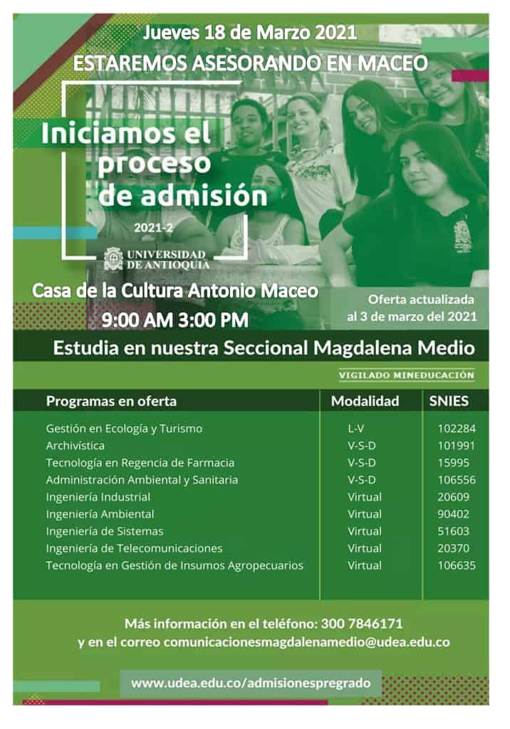 La UdeA llega a Maceo para asesorar a la comunidad sobre el proceso de admisión