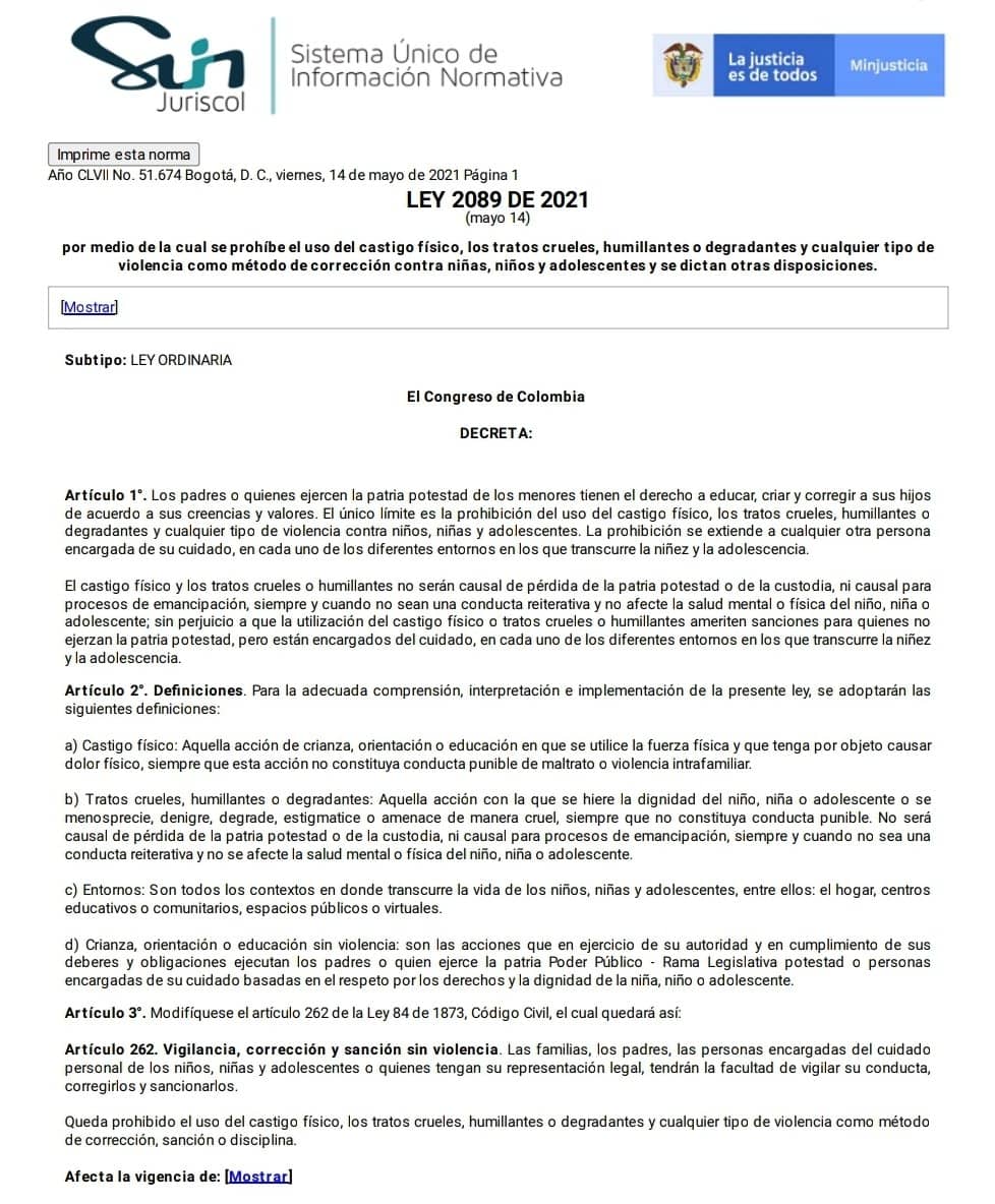 Así celebró Julián Peinado la ley de la prohibición del castigo físico a los menores de edad