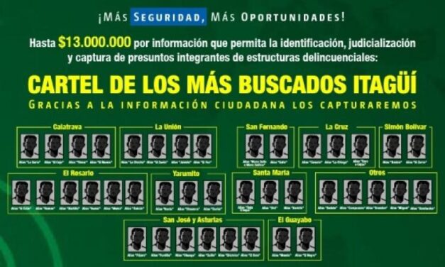 Itagüí da a conocer nuevo cartel de los más buscados